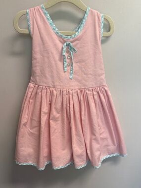 Well Dressed Wolf Pink Dress with Blue Gingham Trim Size 3T